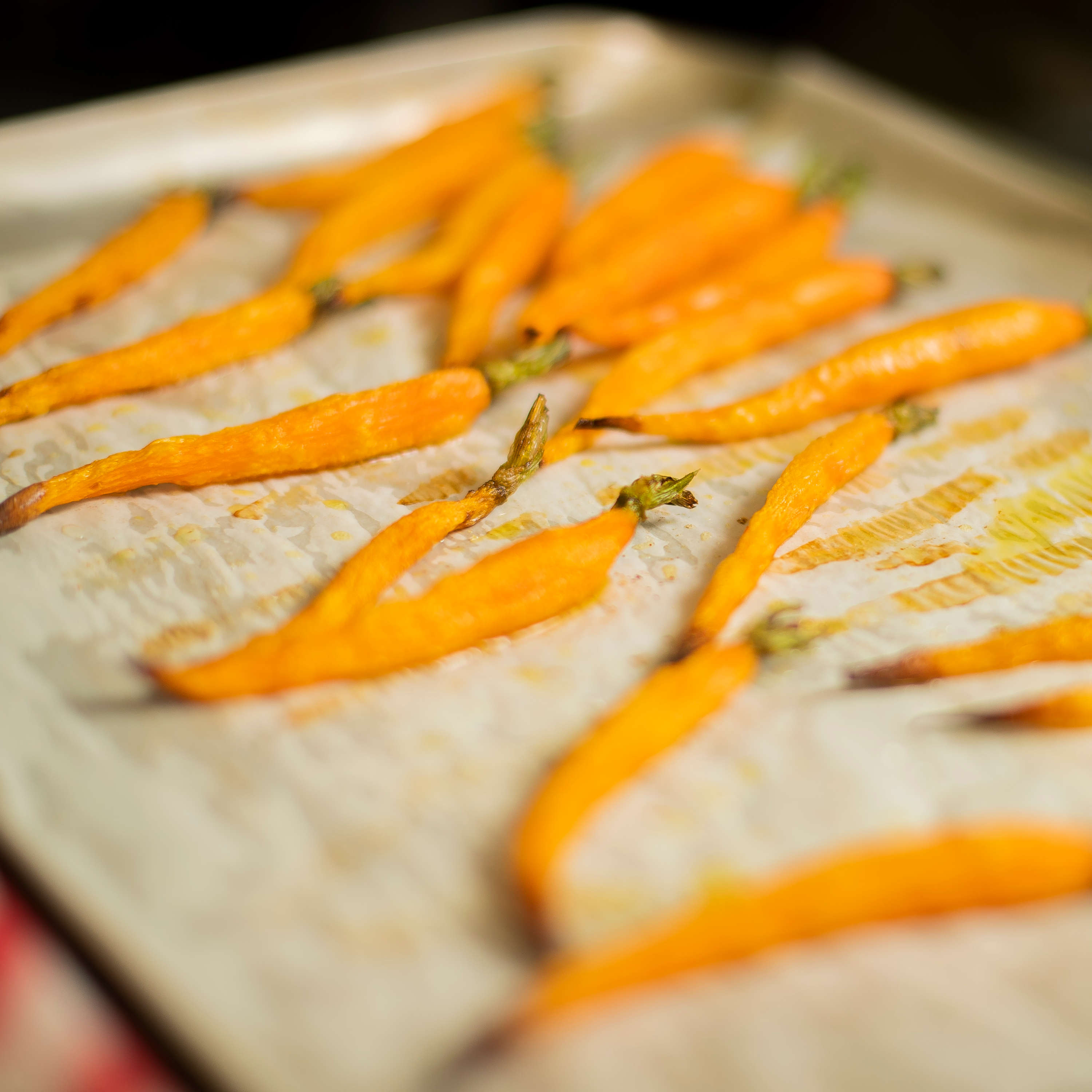 Roasted baby carrots. Photo: Richard Jupe.